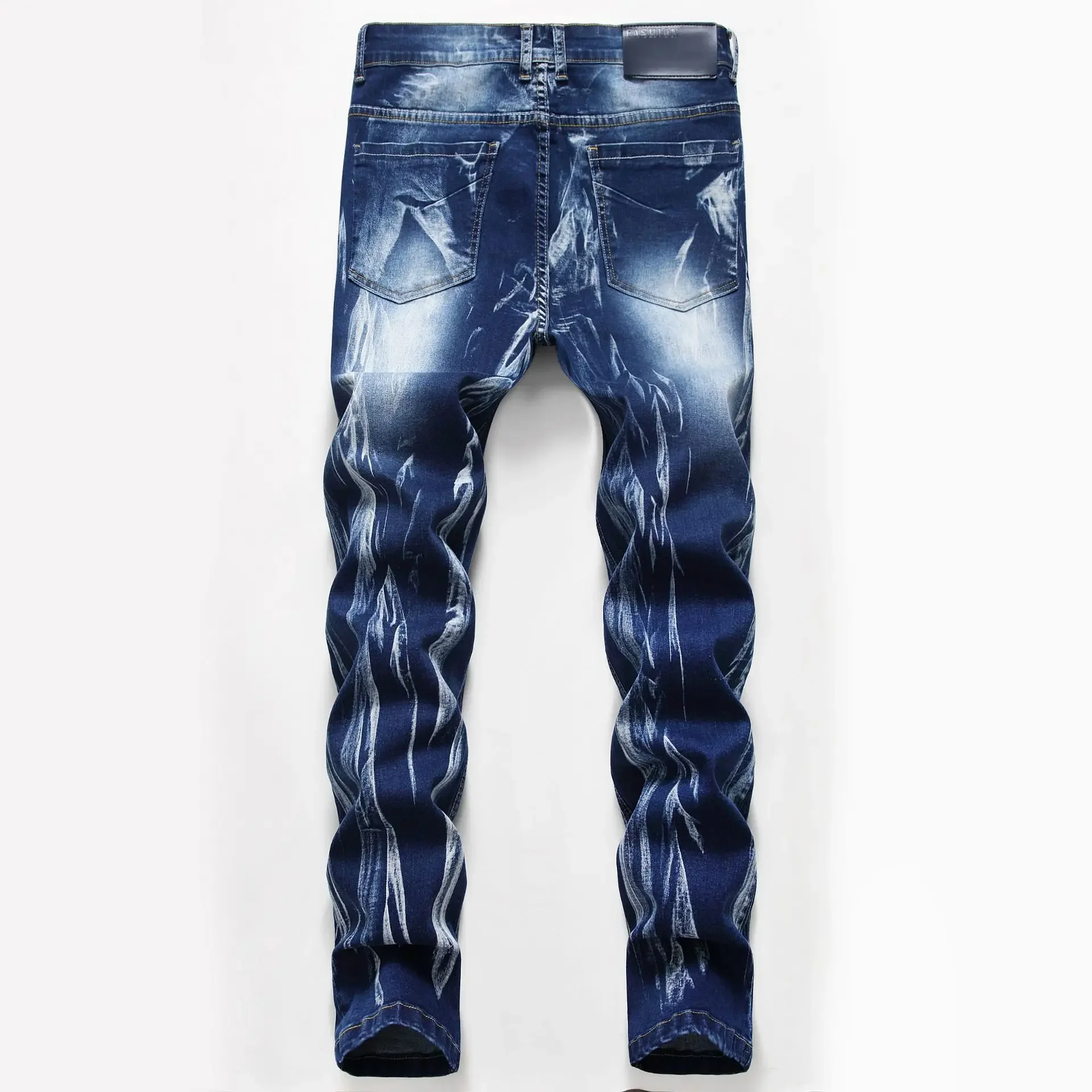 Fashion Print Men's Elasticity - Streetwear Brand Jeans บทวิจารณ์และราคา