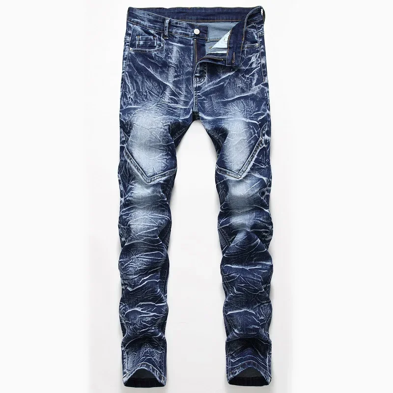 Fashion Print Men's Elasticity - Streetwear Brand Jeans บทวิจารณ์และราคา