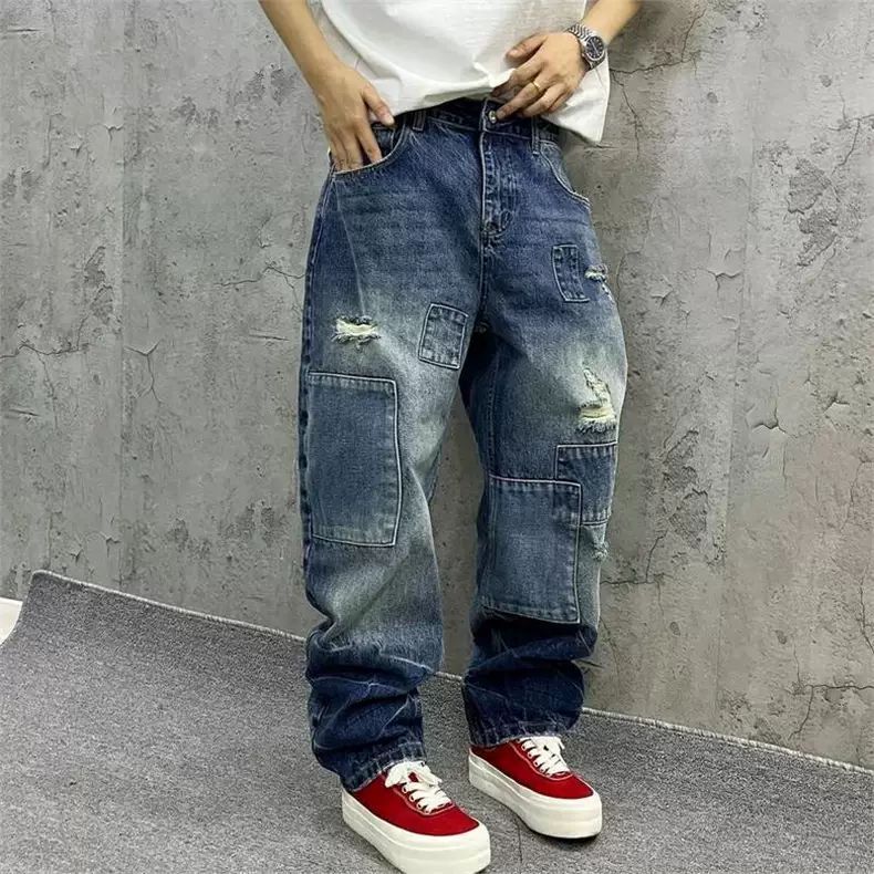Brand Splicing Jeans Autumn Fa - Streetwear Brand Jeans บทวิจารณ์และราคา