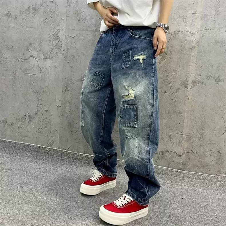 Brand Splicing Jeans Autumn Fa - Streetwear Brand Jeans บทวิจารณ์และราคา