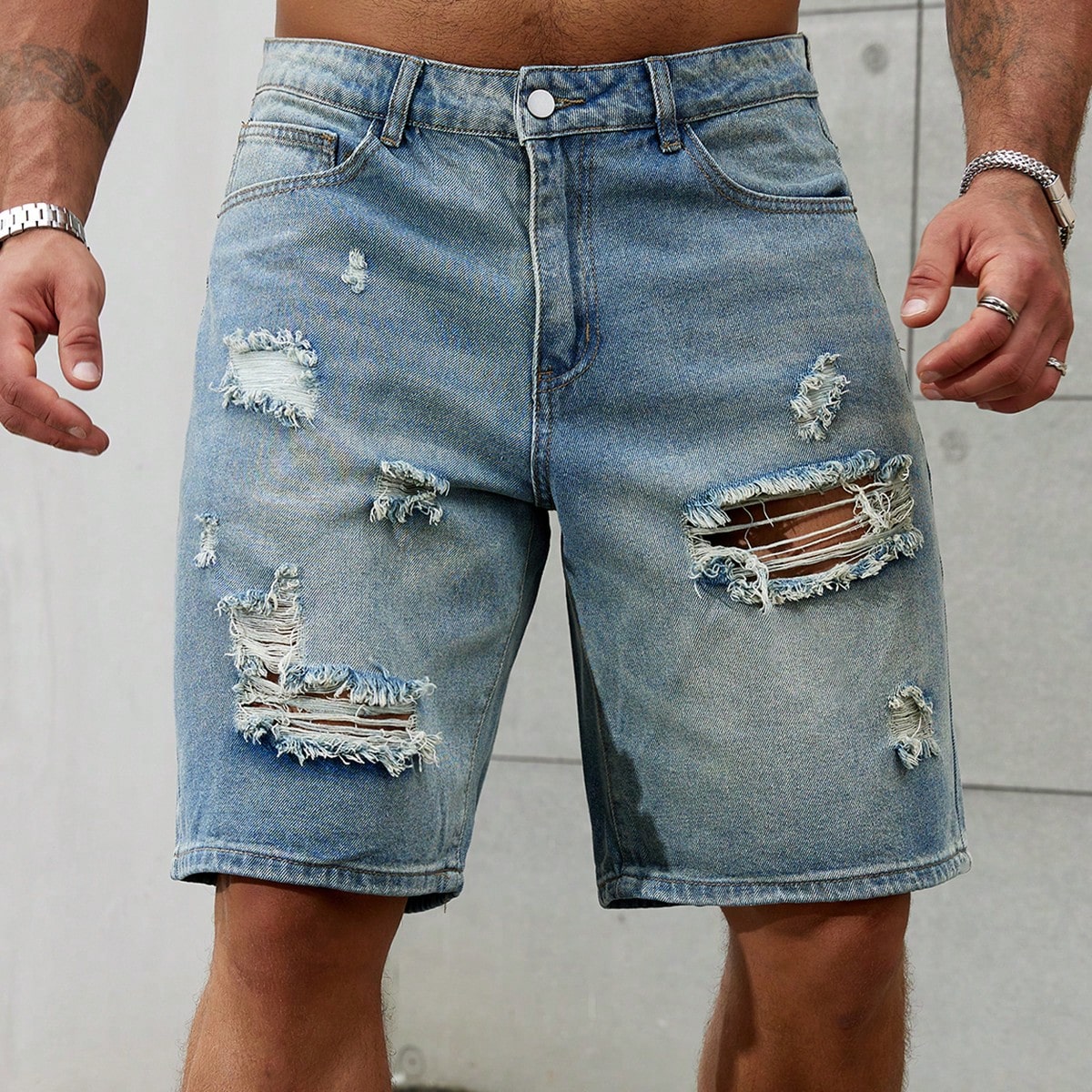 New Fashion Mens Ripped Short  - Streetwear Brand Jeans บทวิจารณ์และราคา