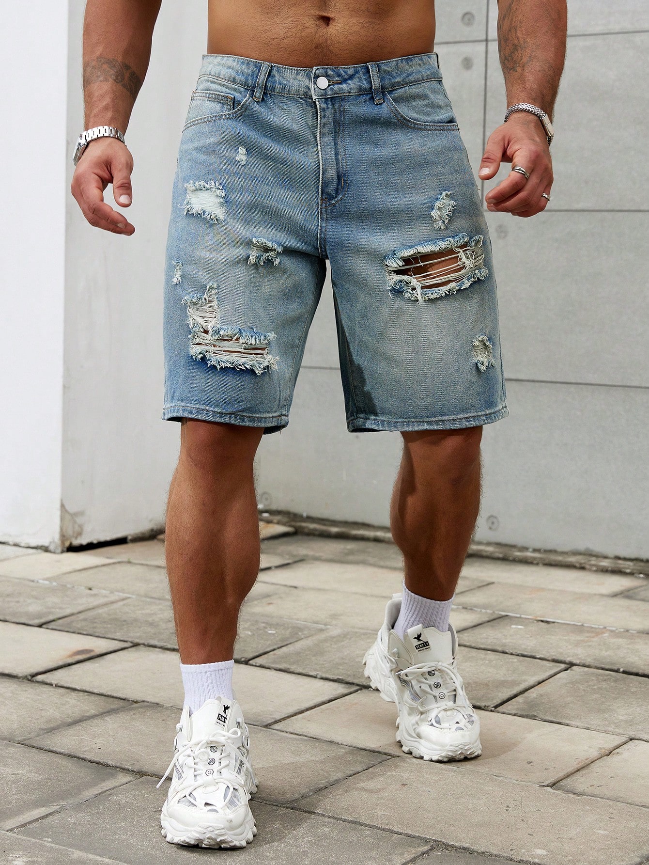 New Fashion Mens Ripped Short  - Streetwear Brand Jeans บทวิจารณ์และราคา