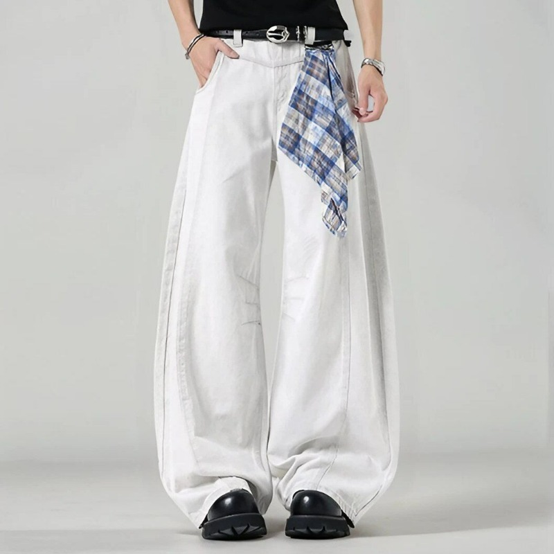 Men's Loose Wide Leg Plaid Pan - Streetwear Brand China บทวิจารณ์และราคา